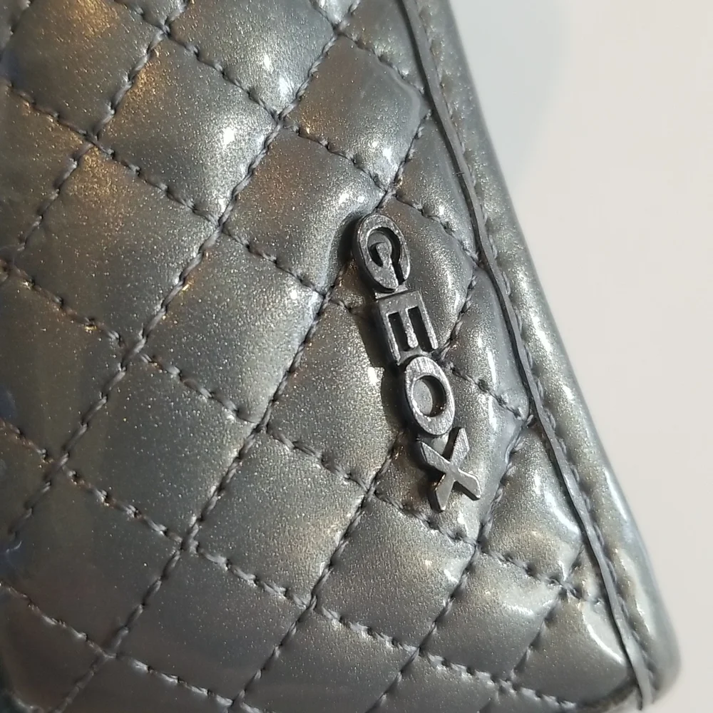 GEOX RESPIRA Plie Mary Jane Gray Silver Quilted Flat